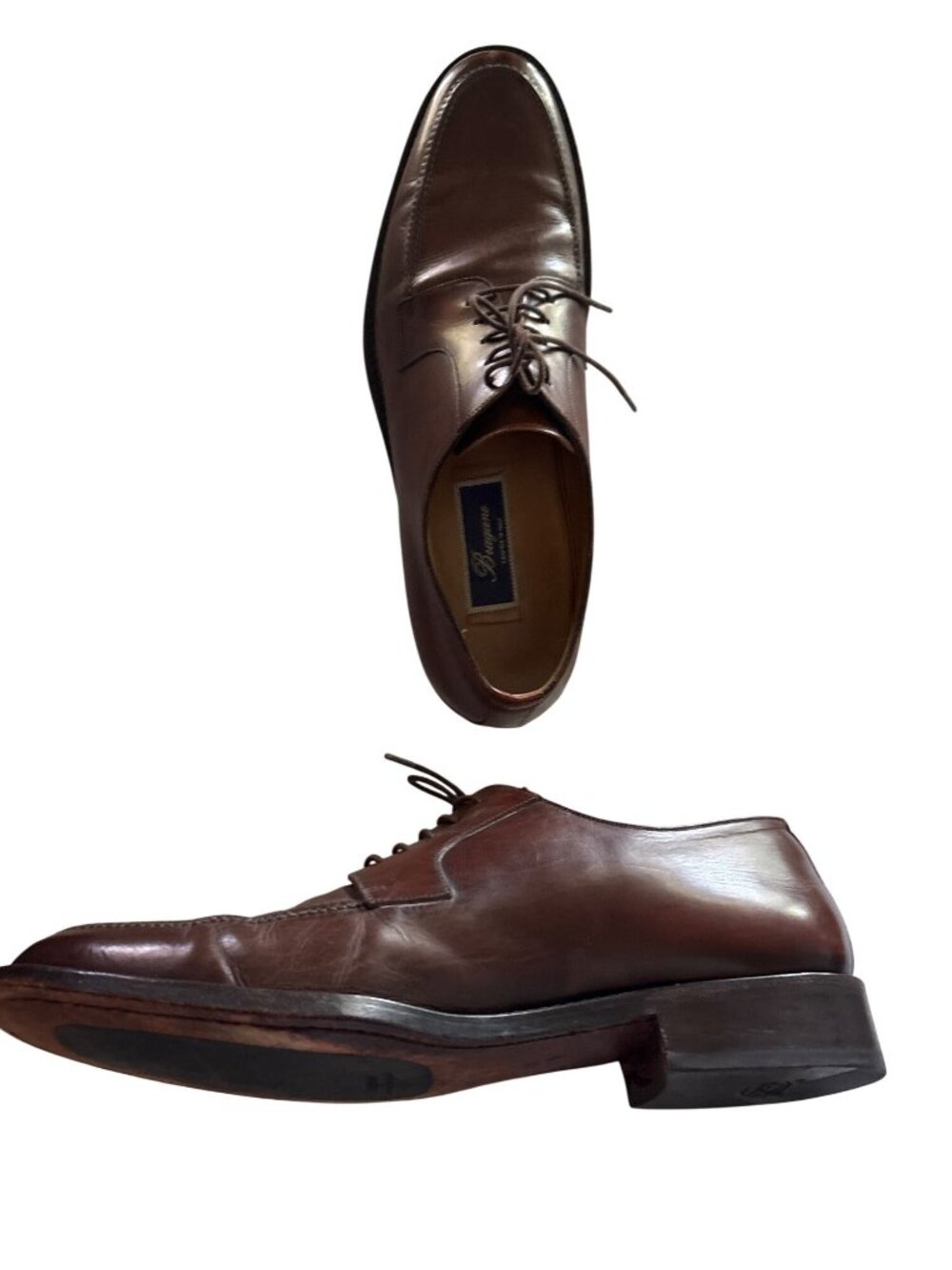 Bragano Cole Hans Leather Oxford Shoes Size 11M Brown Made In Italy Mens Vintage